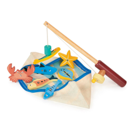 Mentari Bambino: Angelspiel 27,5 x 9 x 5,5 cm, mit Angelrute aus Holz und 7 magnetischen Meeresbewohnern, im Reißverschlussetui 