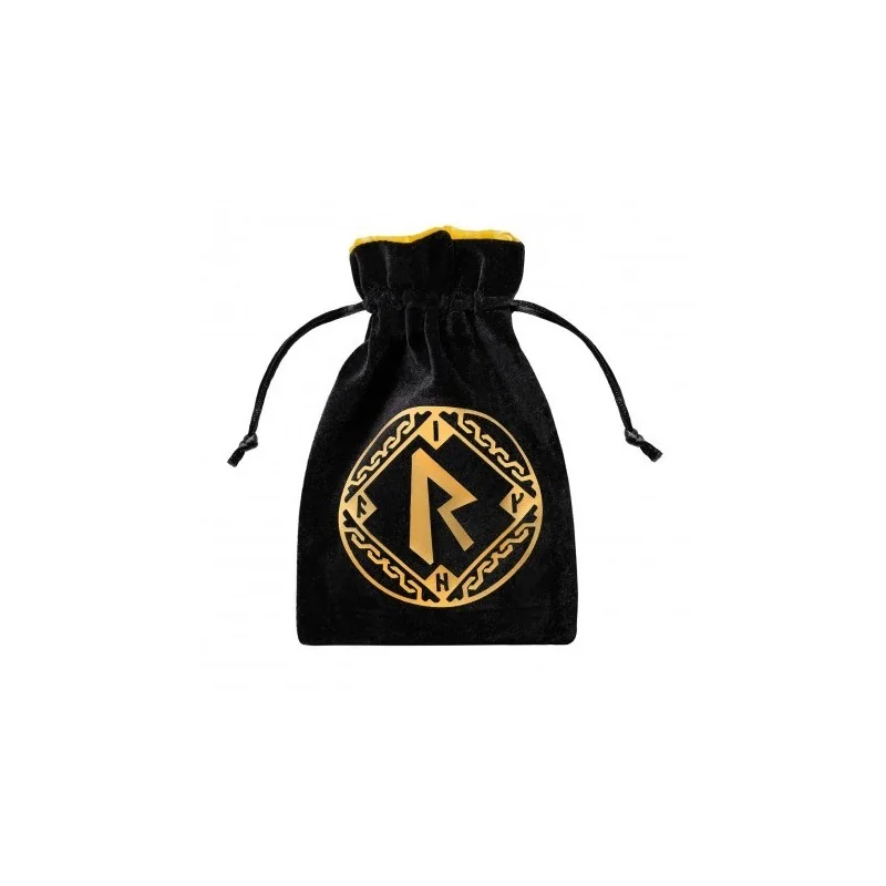 Runic Dice Bag - Black & Gold Velvet (1)