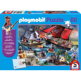 PLAYMOBIL 60-teiliges Puzzle Piraten mit Figur 