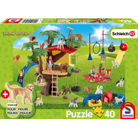 40-teiliges Puzzle SCHLEICH Happy Dogs mit Figur 