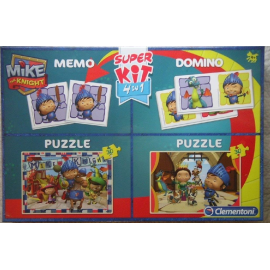 4-in-1-Spiel Memo, Domino und Puzzles 2x30 Teile MIKE THE KNIGHT 