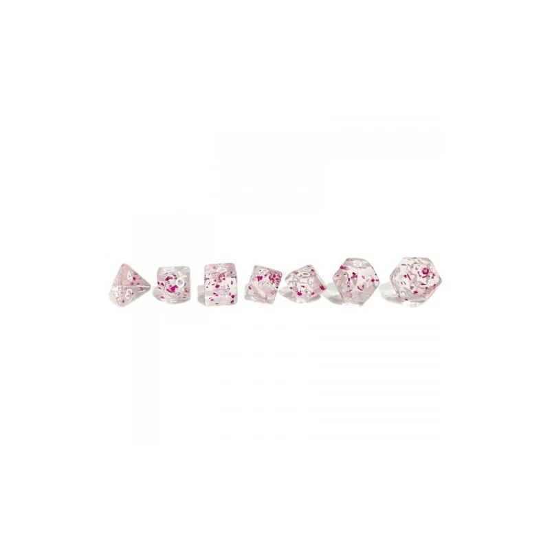 Set of 7 dice - Miniature - Glittery Pink Würfel