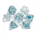 Set of 7 dice - Miniature - Glittery blue 