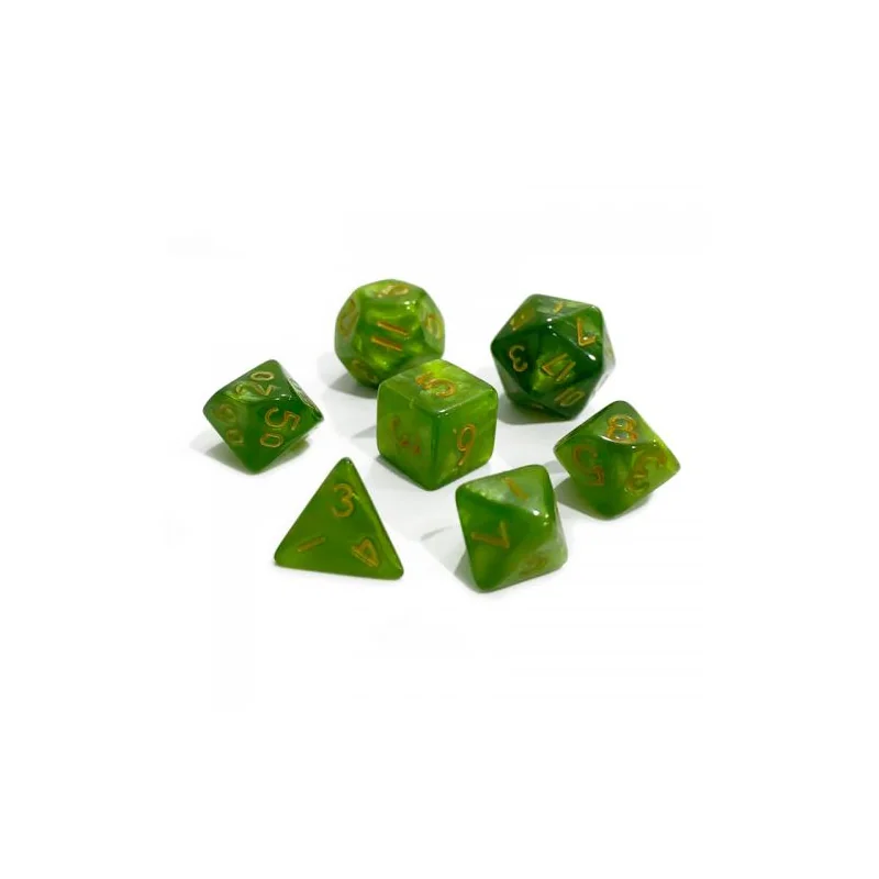 Set of 7 dice - Miniature - Pearly Green 