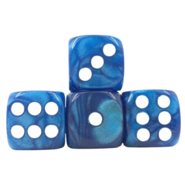 Set of 5 6-sided dice – Blue Pearl 