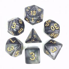 Set of 7 Multi-format Dice – Pearly black and gold 